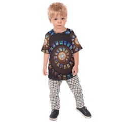 Stained Glass Spiral Circle Pattern Kids Raglan Tee