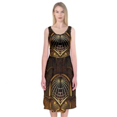 Fractal 3d Render Design Backdrop Midi Sleeveless Dress