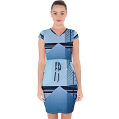 Architecture Modern Building Facade Capsleeve Drawstring Dress 