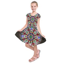 Church Window Window Rosette Kids  Short Sleeve Dress