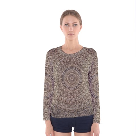 Background Mandala Women s Long Sleeve Tee by BangZart