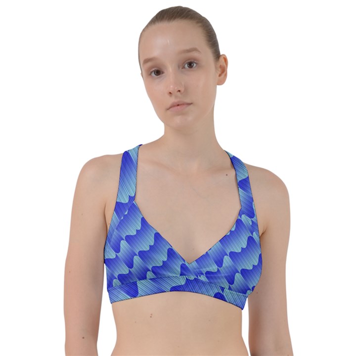 Gradient Blue Pinstripes Lines Sweetheart Sports Bra