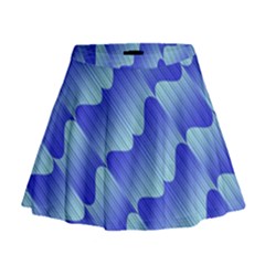 Gradient Blue Pinstripes Lines Mini Flare Skirt