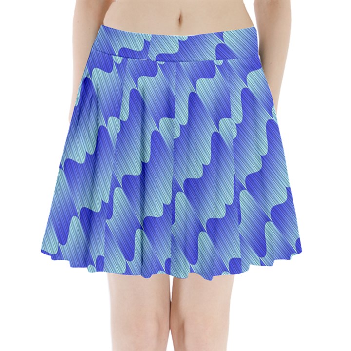 Gradient Blue Pinstripes Lines Pleated Mini Skirt