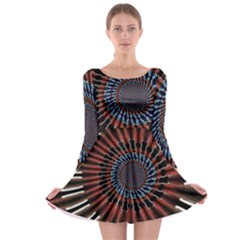 The Fourth Dimension Fractal Noise Long Sleeve Skater Dress