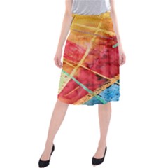 Painting Watercolor Wax Stains Red Midi Beach Skirt