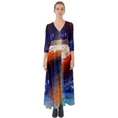 Colorful Pattern Color Course Button Up Boho Maxi Dress by BangZart