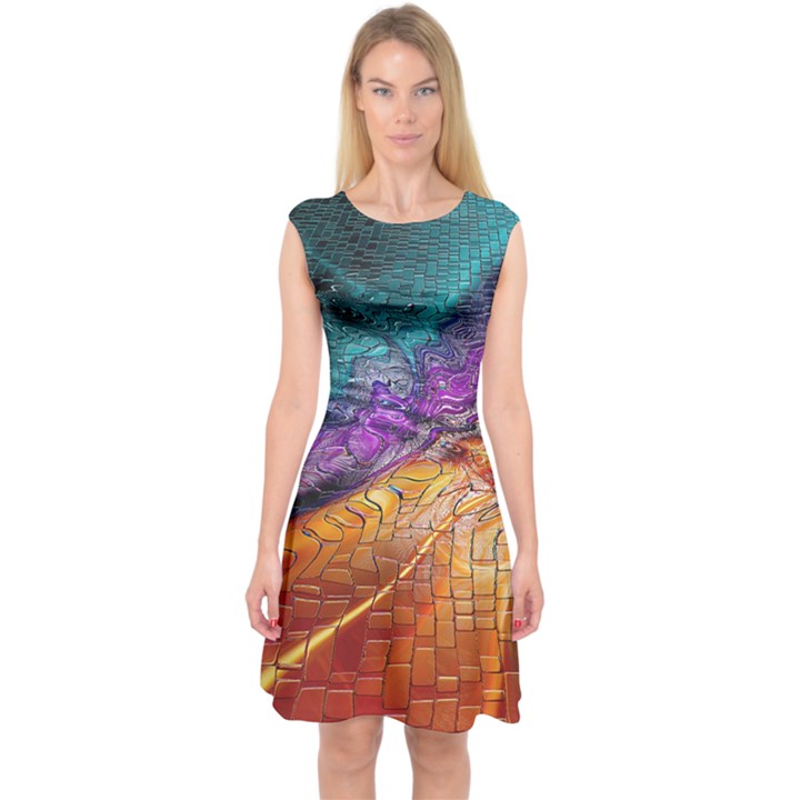 Graphics Imagination The Background Capsleeve Midi Dress