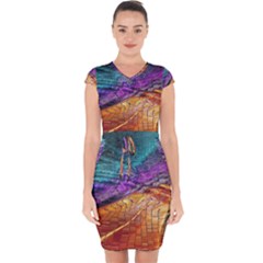 Graphics Imagination The Background Capsleeve Drawstring Dress 