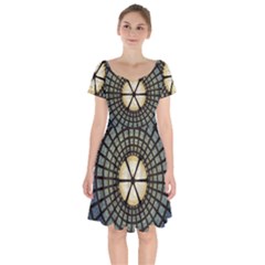 Stained Glass Colorful Glass Short Sleeve Bardot Dress