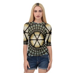 Stained Glass Colorful Glass Quarter Sleeve Raglan Tee