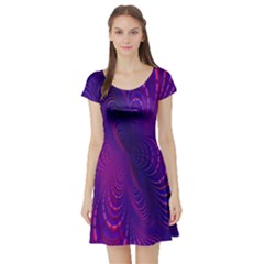 Abstract Fantastic Fractal Gradient Short Sleeve Skater Dress