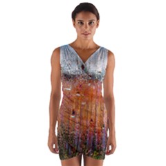 Glass Colorful Abstract Background Wrap Front Bodycon Dress
