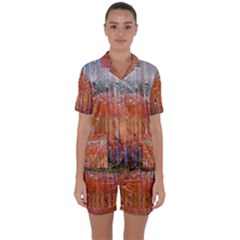 Glass Colorful Abstract Background Satin Short Sleeve Pyjamas Set by BangZart
