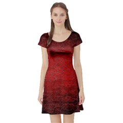 Red Grunge Texture Black Gradient Short Sleeve Skater Dress