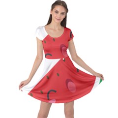 Watermelon Red Network Fruit Juicy Cap Sleeve Dress by BangZart