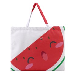 Watermelon Red Network Fruit Juicy Zipper Large Tote Bag