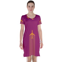 Airplane Jet Yellow Flying Wings Short Sleeve Nightdress by BangZart