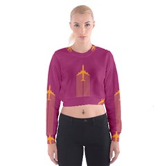 Airplane Jet Yellow Flying Wings Cropped Sweatshirt