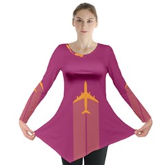 Airplane Jet Yellow Flying Wings Long Sleeve Tunic  by BangZart