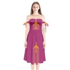 Airplane Jet Yellow Flying Wings Shoulder Tie Bardot Midi Dress by BangZart