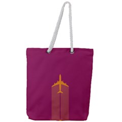Airplane Jet Yellow Flying Wings Full Print Rope Handle Tote (large) by BangZart