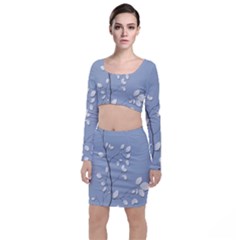 Branch Leaves Branches Plant Long Sleeve Crop Top & Bodycon Skirt Set