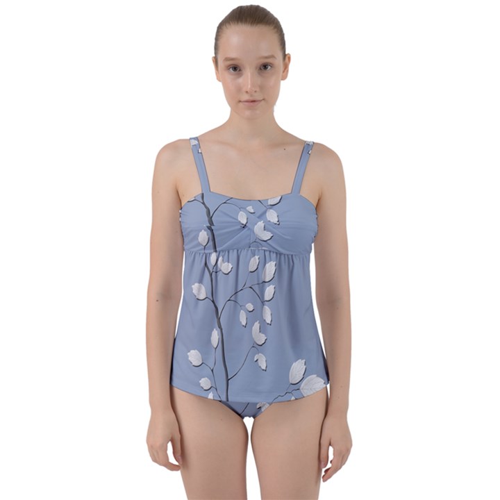 Branch Leaves Branches Plant Twist Front Tankini Set