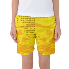 Texture Yellow Abstract Background Women s Basketball Shorts