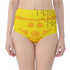 Texture Yellow Abstract Background High-waist Bikini Bottoms