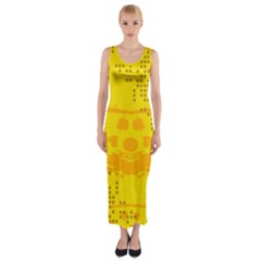 Texture Yellow Abstract Background Fitted Maxi Dress