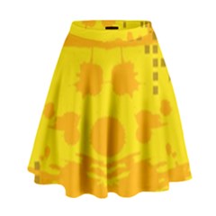 Texture Yellow Abstract Background High Waist Skirt