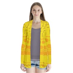 Texture Yellow Abstract Background Drape Collar Cardigan