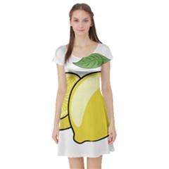 Lemon Fruit Green Yellow Citrus Short Sleeve Skater Dress