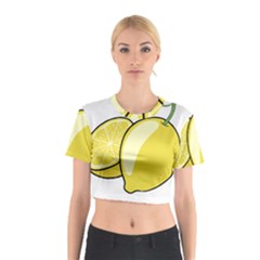 Lemon Fruit Green Yellow Citrus Cotton Crop Top by BangZart