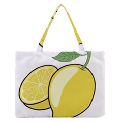 Lemon Fruit Green Yellow Citrus Zipper Medium Tote Bag