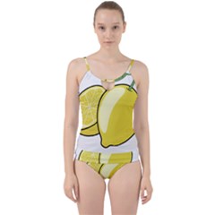 Lemon Fruit Green Yellow Citrus Cut Out Top Tankini Set