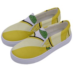 Lemon Fruit Green Yellow Citrus Kids  Canvas Slip Ons by BangZart