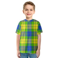 Spring Plaid Yellow Blue And Green Kids  Sport Mesh Tee