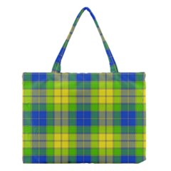 Spring Plaid Yellow Blue And Green Medium Tote Bag by BangZart