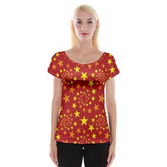 Star Stars Pattern Design Cap Sleeve Tops