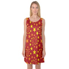 Star Stars Pattern Design Sleeveless Satin Nightdress