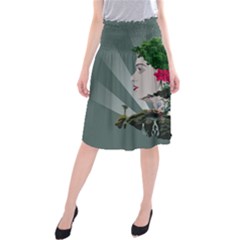 Digital Nature Beauty Midi Beach Skirt