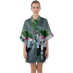 Digital Nature Beauty Quarter Sleeve Kimono Robe