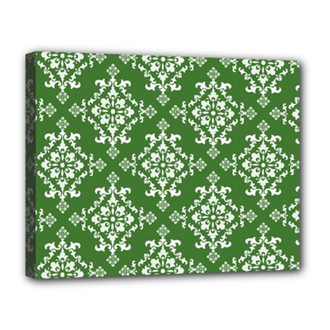 St Patrick S Day Damask Vintage Canvas 14  X 11  by BangZart