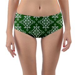 St Patrick S Day Damask Vintage Reversible Mid-waist Bikini Bottoms