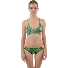 St Patrick S Day Damask Vintage Wrap Around Bikini Set by BangZart