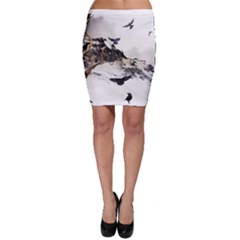 Birds Crows Black Ravens Wing Bodycon Skirt