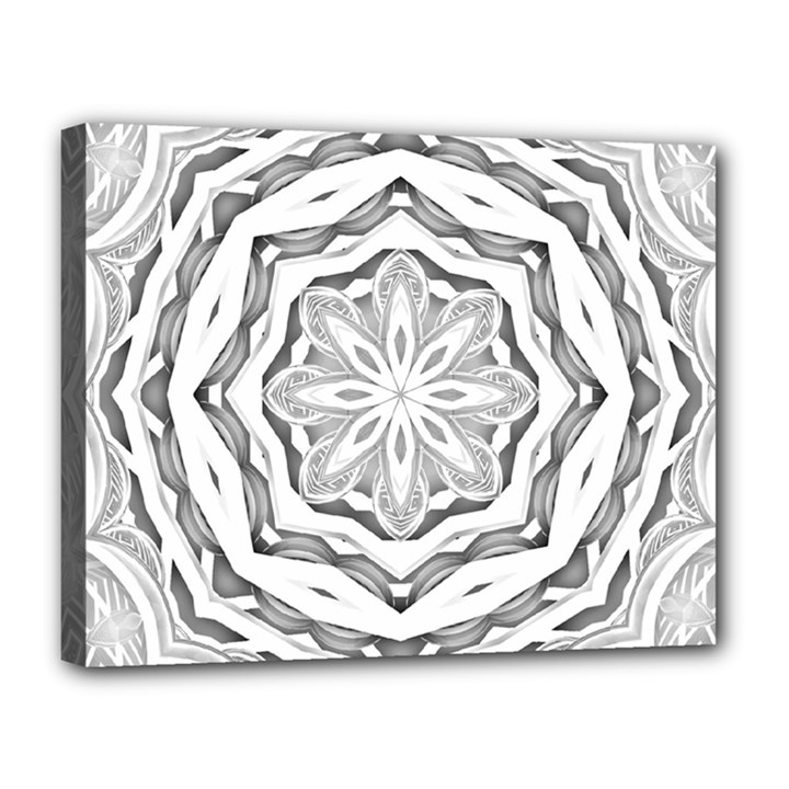 Mandala Pattern Floral Canvas 14  x 11 