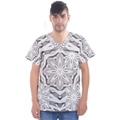 Mandala Pattern Floral Men s V-neck Scrub Top